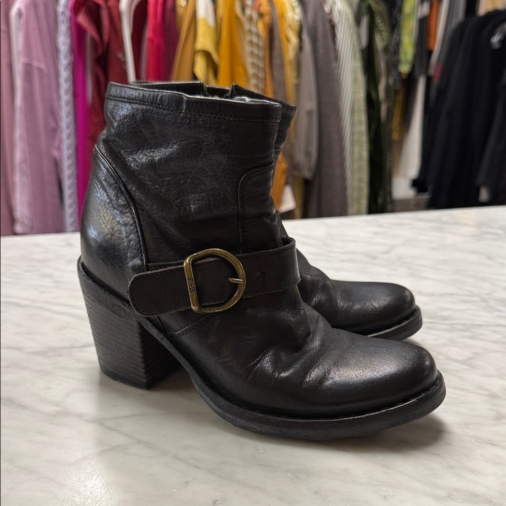 Fiorentini + Baker Eli Black Leather Biker Ankle Boots Size 36